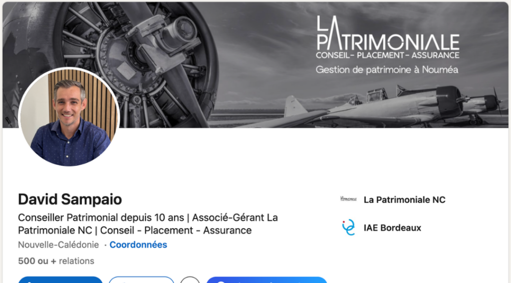 Refonte LinkedIn dans le cadre d'une refonte digitale CGP : David Sampaio, La Patrimoniale