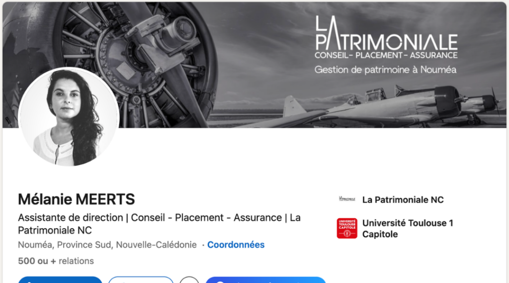 Refonte LinkedIn dans le cadre d'une refonte digitale CGP : Mélanie Meerts, La Patrimoniale