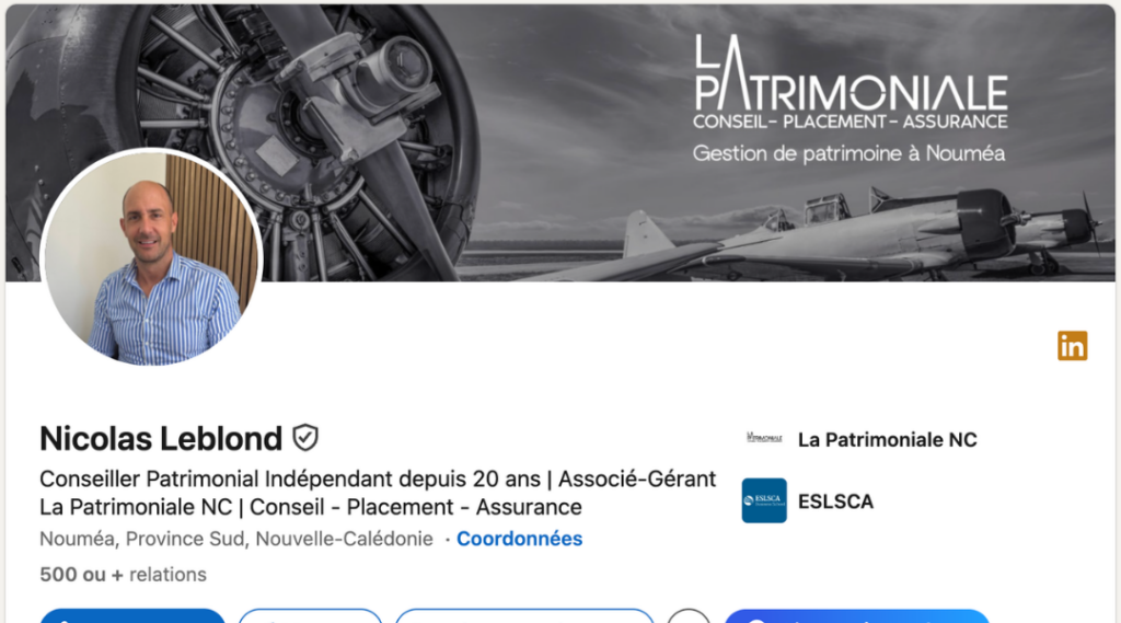 Refonte LinkedIn dans le cadre d'une refonte digitale CGP : Nicolas Leblond, La Patrimoniale